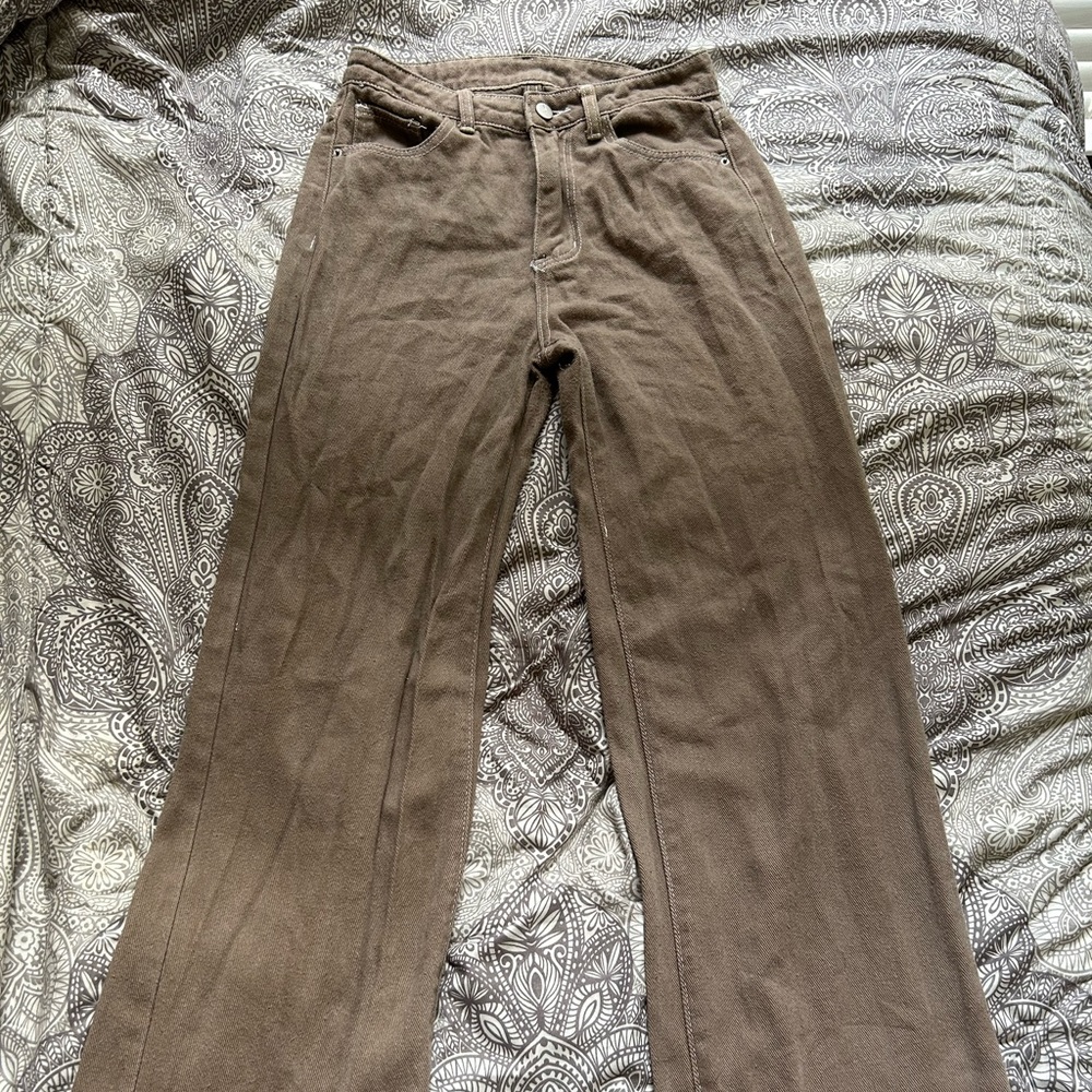 SHEIN High Waisted Mocha Brown Jeans
